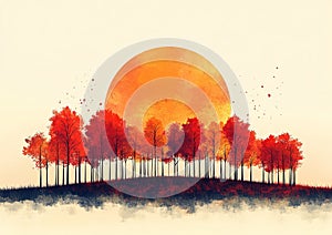 Autumn Grove in Minimalist Hues photo