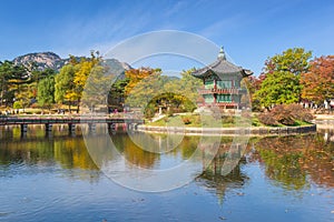 Autumn of Gyeongbokgung Palace in Seoul ,Korea.