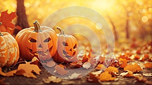 Autumn Halloween pumpkins