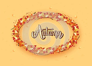 Autumn handwritten lettering with decoration. Vector illustration.