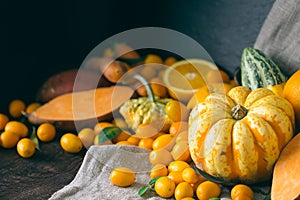 Autumn Harvest Background, Vertical View, Filtered Image