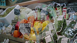 Autumn harvest of different vegetables. Background of vegetables. Many different vegetables on the shelves in the