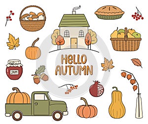 Autumn harvest elements set