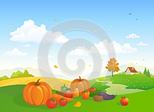 Autumn harvest farm scene