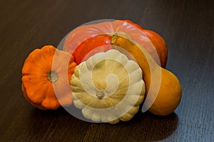 Autumn harvest - pumpkins and squash. Pumpkin and zucchini varieties.