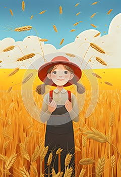Jeseň je úroda. dievčatá hrať v z zlatý poľa 