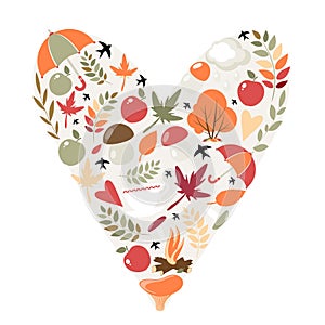 Autumn heart. Vector image on a white background