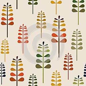 Autumn Herbalism Seamless Pattern, Fall Forest Floor Background Repeat Pattern for textile design, fabric print, fashion or backgr photo