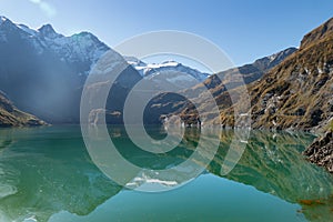 Autumn hike to grosses Wiesbachhorn in glocknergruppe hohe tauern in austria