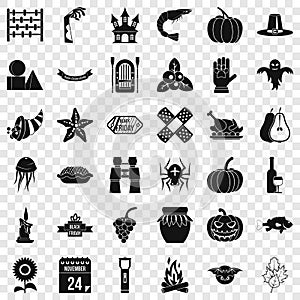 Autumn holiday icons set, simple style