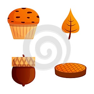 Autumn icons set cartoon vector. Various fall season attribute