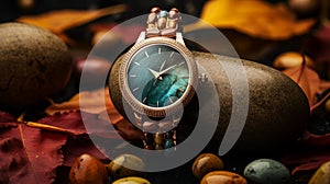 Autumn-inspired Labradorite Gemstone Watch With Vibrant Exaggeration