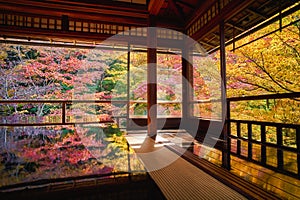 Autumn Japanese garden of Rurikoin temple Ruriko-in.