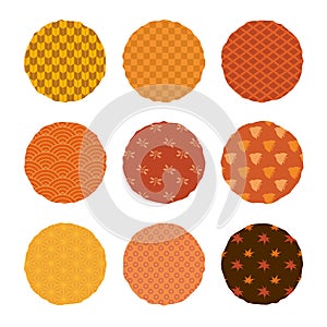 Autumn japanese pattern set