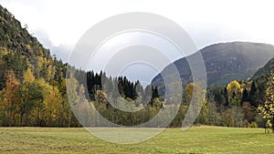 Autumn in Jostedal valley in Norway photo