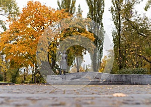 Autumn Kyiv: monument to Tatiana Markus in Babi Yar