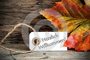 Autumn Label with Herzlich Willkommen