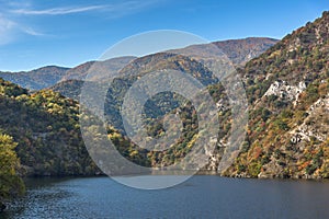 Autumn ladscape from dam of The Krichim Reservoir, Rhodopes Mountain, Plovdiv Region, Bulgaria