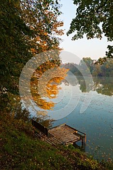 Autumn lake at morning