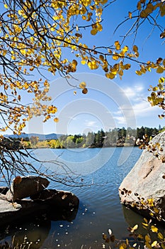 Autumn Lake Mountain with colorful leaves