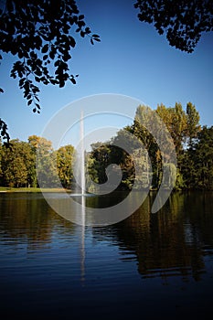 autumn lake water reflection sun