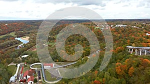 Autumn landscape aerial view of the Bobsleigh and Skeleton Track Luge Track Sigulda