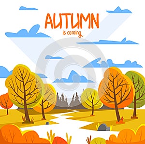 Autumn landscape. Background illustration. Flat style for your design.