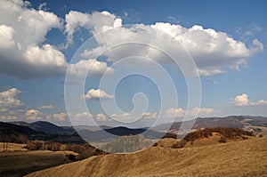 Autumn landscape with blue sky