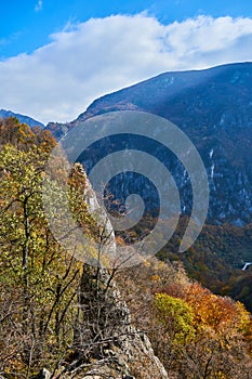 Autumn landscape from Cerna Mountains Romania panorama