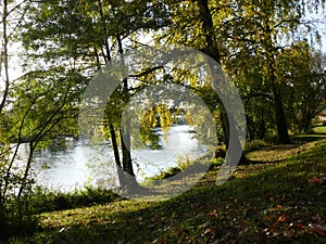 Autumn landscape on Cher River in Touraine