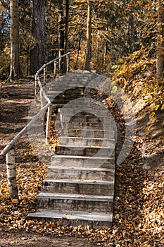 Autumn landscape with a curved staircase