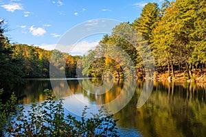 Autumn scene reflected in Burr Pond photo