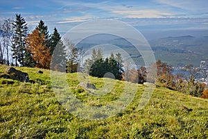 Autumn Landscape and fog over Lake Luzerne, Switzerland