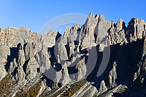 Autumn landscape of Giau Pass or Passo di Giau - 2236m.