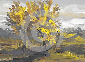 Autumn Landscape gouache bad weather