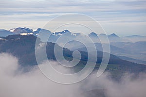 Autumn landscape in the Jura Mountains range