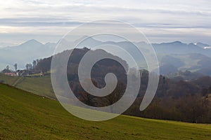 Autumn landscape in the Jura Mountains range