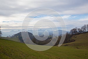 Autumn landscape in the Jura Mountains range