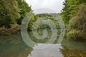 Autumn landscape of lake Vida near Luncasprie village