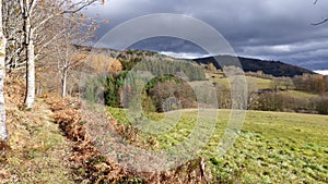 Autumn landscape in livradois forez, auvergne france