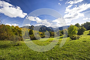 Autumn landscape in Mala Fatra National Park with Velky Rozsutec peak, Slovakia