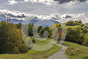 Autumn landscape in Mala Fatra National Park with Velky Rozsutec peak, Slovakia