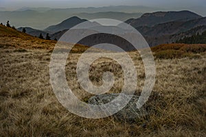 Autumn landscape in the mountains, trip to nature.