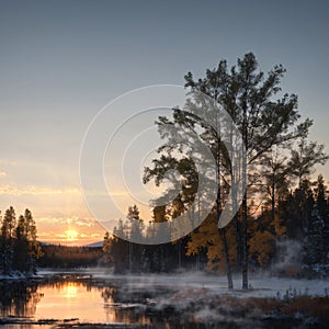 Autumn landscape in Muonio, Lapland, Finland made with Generative AI