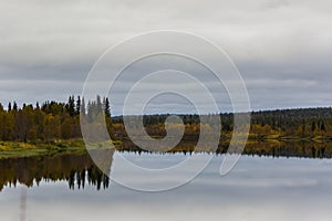 Autumn landscape in Muonio, Lapland, Northern Finland