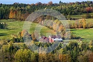 Autumn landscape near the Chartierville Valley in Estrie, Quebec, Canada photo