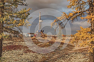 Autumn landscape at the northern oil and gas field