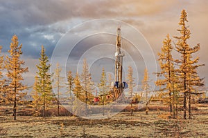 Autumn landscape at the northern oil and gas field