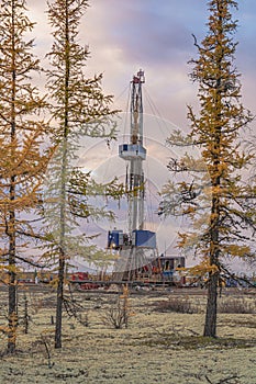 Autumn landscape at the northern oil and gas field