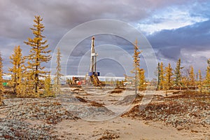 Autumn landscape at the northern oil and gas field